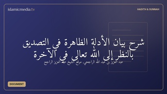 شرح بيان الأدلة الظاهرة في التصديق بالنظر إلى الله تعالى في الآخرة