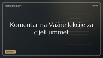 Komentar na Važne lekcije za cijeli ummet