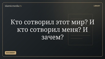 Кто сотворил этот мир? И кто сотворил меня? И зачем?