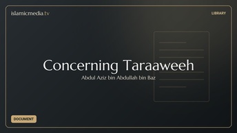 Concerning Taraaweeh